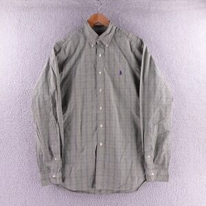Ralph Lauren Classic Fit Mens 16.5 L‎ Grey Purple Plaid Button Down Shirt Long